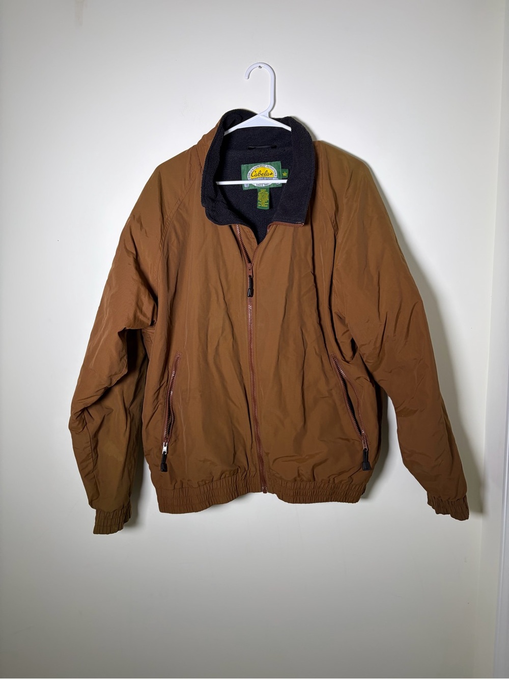 Cabela's Brown Men's Large Bomber Jacket with Black Lined Collar